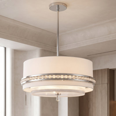 Luminaire suspendu en nickel poli 4 lumières Lunara