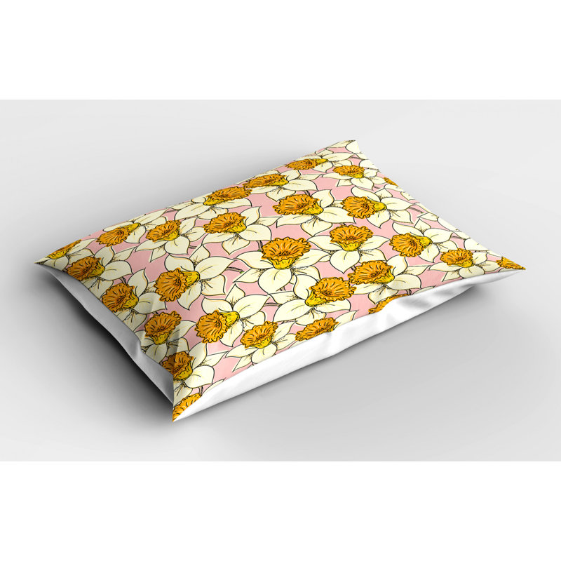 Pink/Yellow Polyester Microfiber Piece Sham, Twin