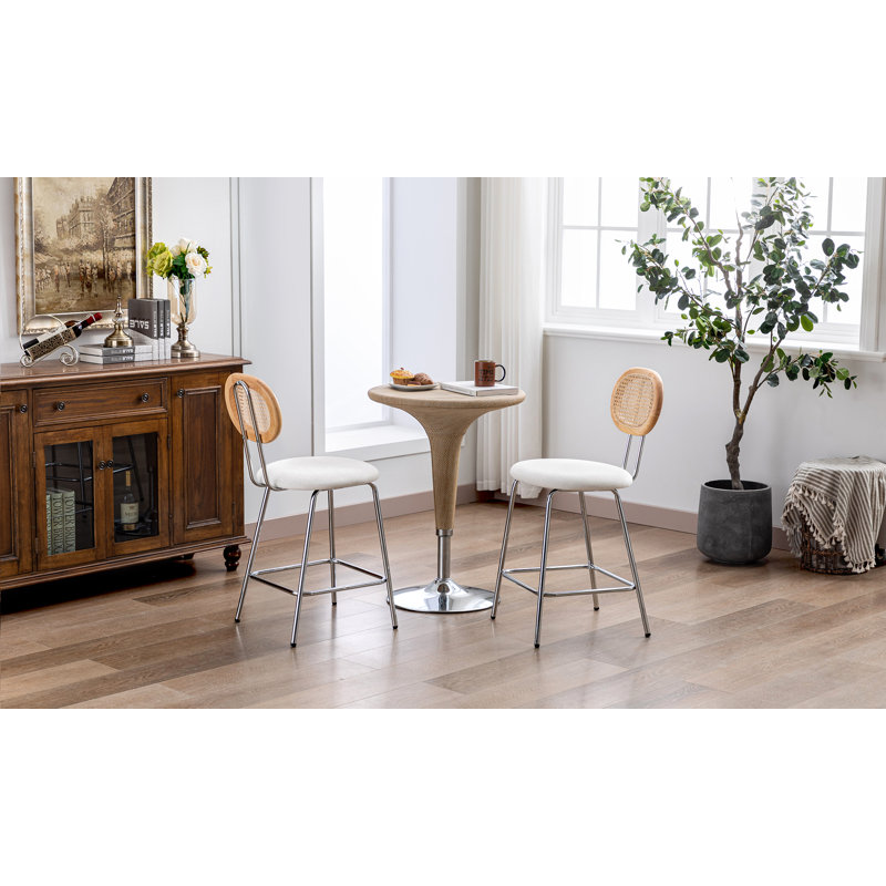Tabouret de bar rembourré Ceferina, Blanc