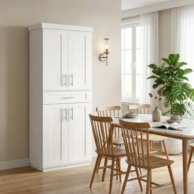 Armoire de cuisine autoportante Modern Kitchen Pantry, blanc