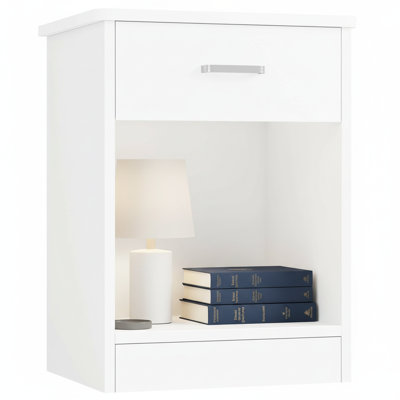 2-Tier Modern Nightstand, Side Table with Drawer & Storage Shelf for Bedroom Home Office