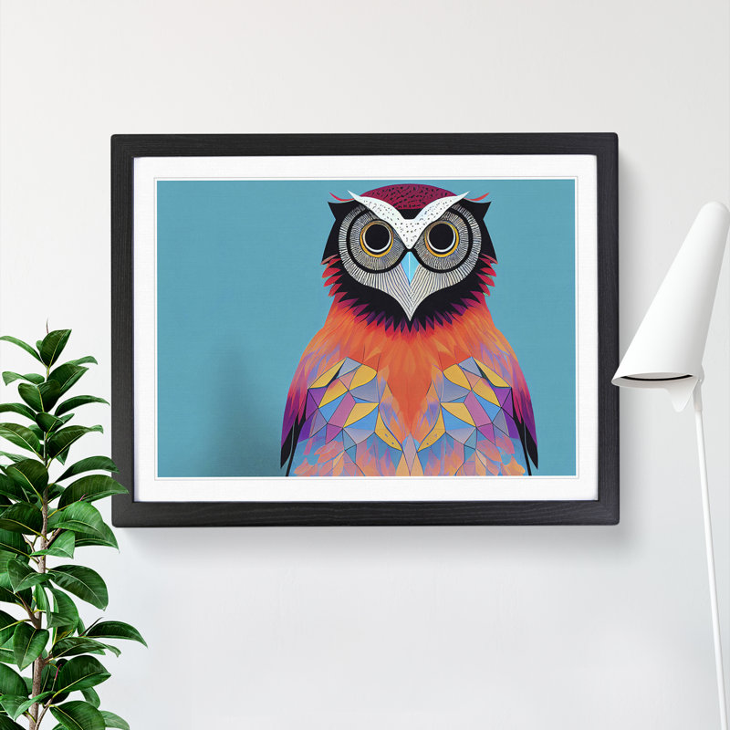 XH1022-8708X Supreme Owl 1 Piece Single Picture Frame Wall Art, 34cm H x 46cm W x 2cm D, Black