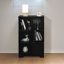 Armoire peinte en panneau de fibres à densité moyenne avec portes et tiroir en verre, espace de rangement ouvert, noir, chambre à coucher, salon-250140114