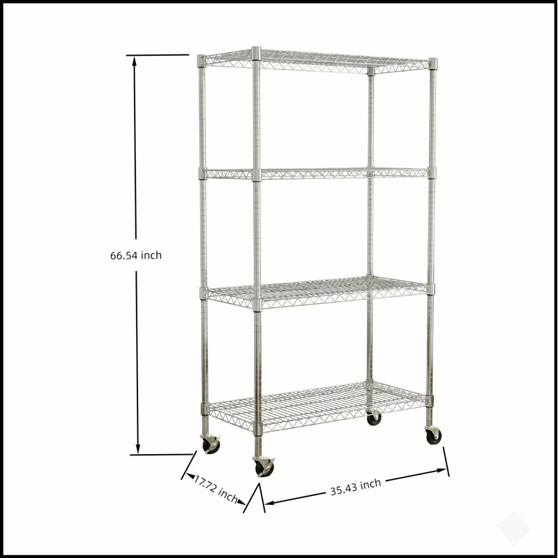 Étagères grillagées robustes à 4 niveaux réglables - supports de rangement en métal résistant à la rouille pour la cuisine, le garage, la salle de bain et le garde-manger