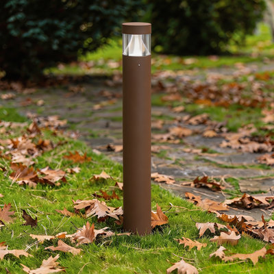 Borne lumineuse cylindrique à DEL de 41 po de hauteur, en bronze, avec cellule photoélectrique pour allées piétonnes