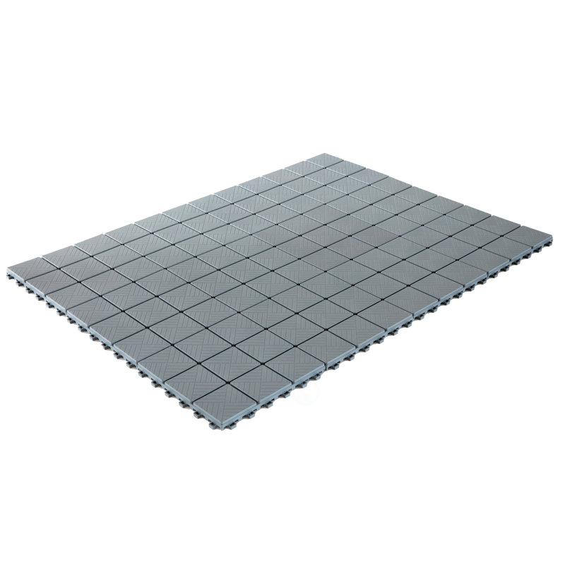 Gray Plastic Interlocking Square Outdoor Deck Tiles with Water Protection