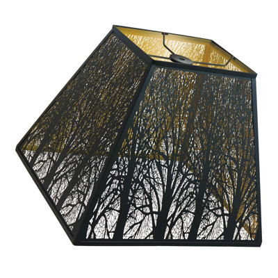 Grand abat-jour en métal New Pyramid Shape Design 8 po Top 14 po Bottom 11 po H ALUCSET Abat-jour cloche carré Design forêt noir et doré convient aux lampes de table et aux lampes sur pied