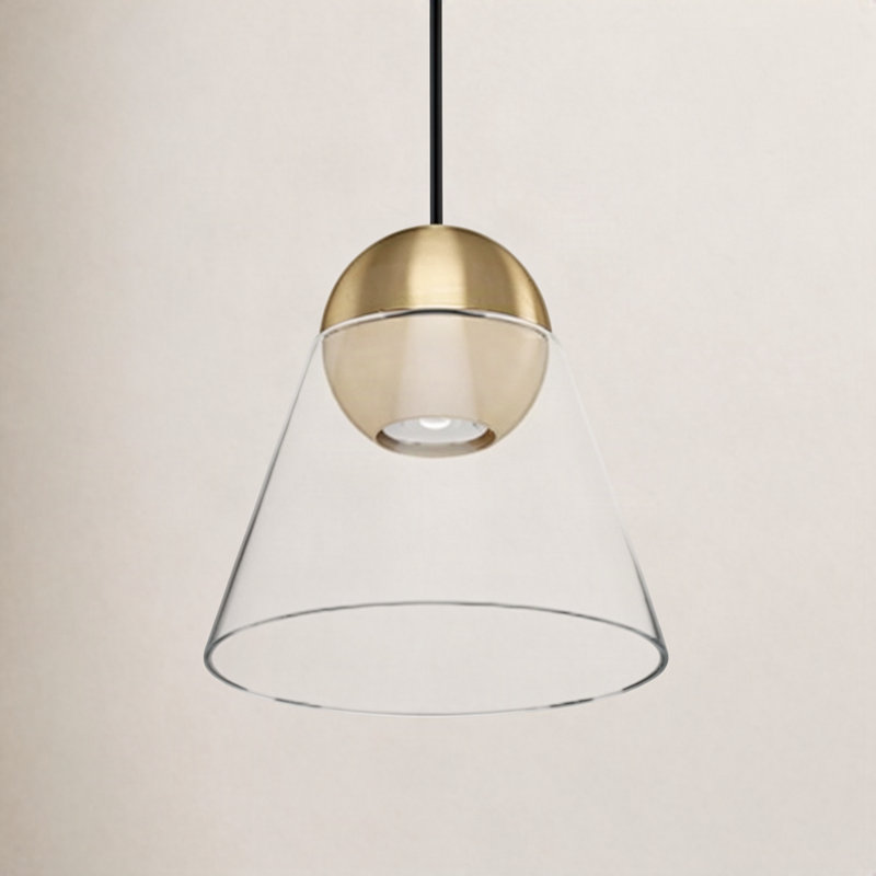 Mini-luminaire suspendu 1 lumière Jeffery, Laiton brossé