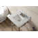 Edwardian Marble White/Matte Black Metal Rectangular Console Bathroom Sink with Overflow
