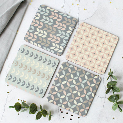 Wood Round 4 Piece Coaster Set