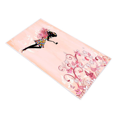 Tapis rectangulaire rose / noir tissé à la machine Brizendine