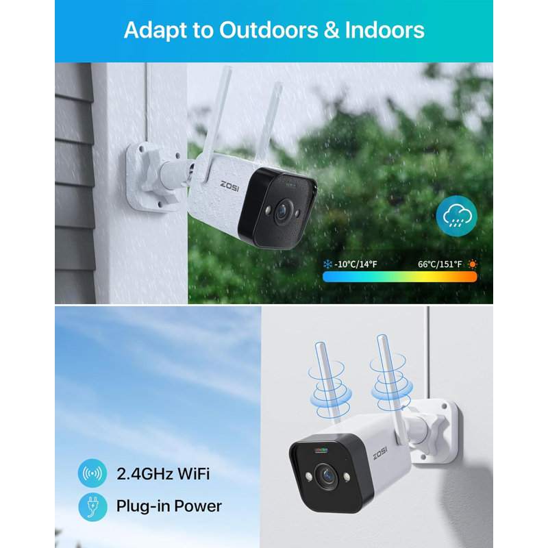 Caméra Surveillance ZOSI 2.5K WiFi Extérieur Double Objectif 360°