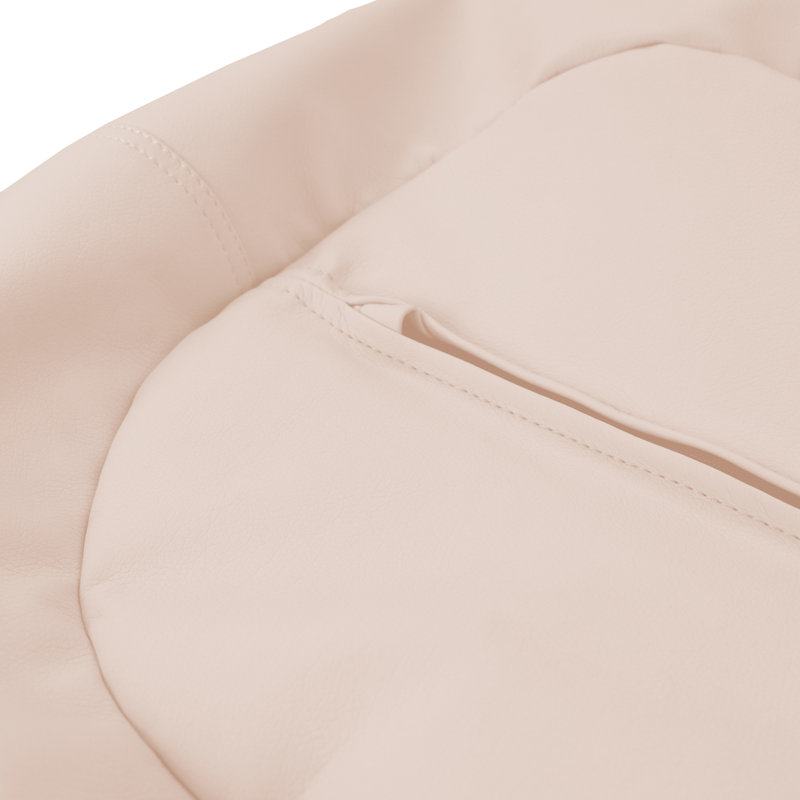 Factory Direct Partners 30 inch Round Faux Leather Bean Bag for Kids and Teens, Beige Faux Leather
