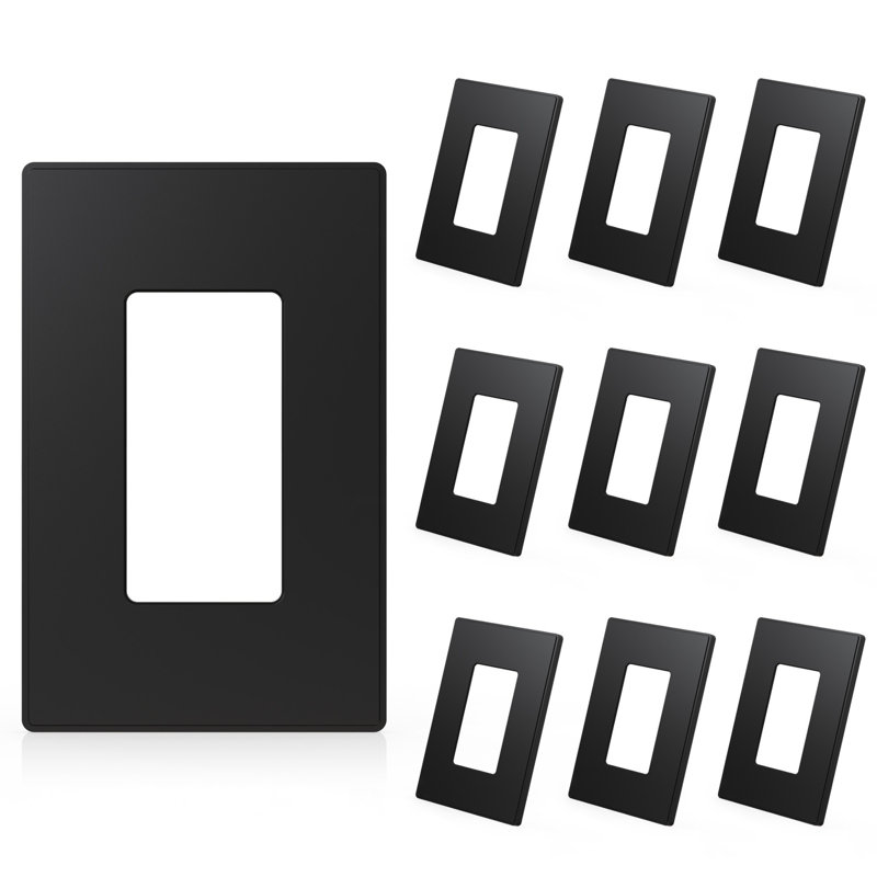 Black 1-Gang Screwless Decorative Wall Plate Set