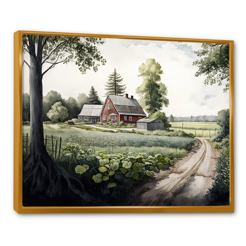 Welcome To The Farm III - Barn Farm Ranch, art mural, H 24 po x l 32 po x P 1 po, Cadre flottant doré