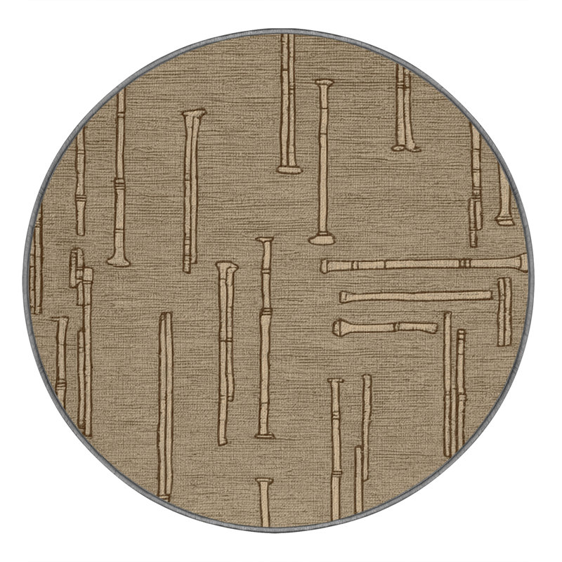 Washable Flute Music Area Rug, Round 3'