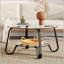 Table basse en verre trempé à structure métallique de style rétro minimaliste, ajoutant élégance et durabilité à votre salon-133526223