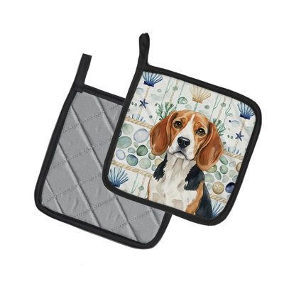 Beagle Coastal Sea Glass Pair of Pot Holders