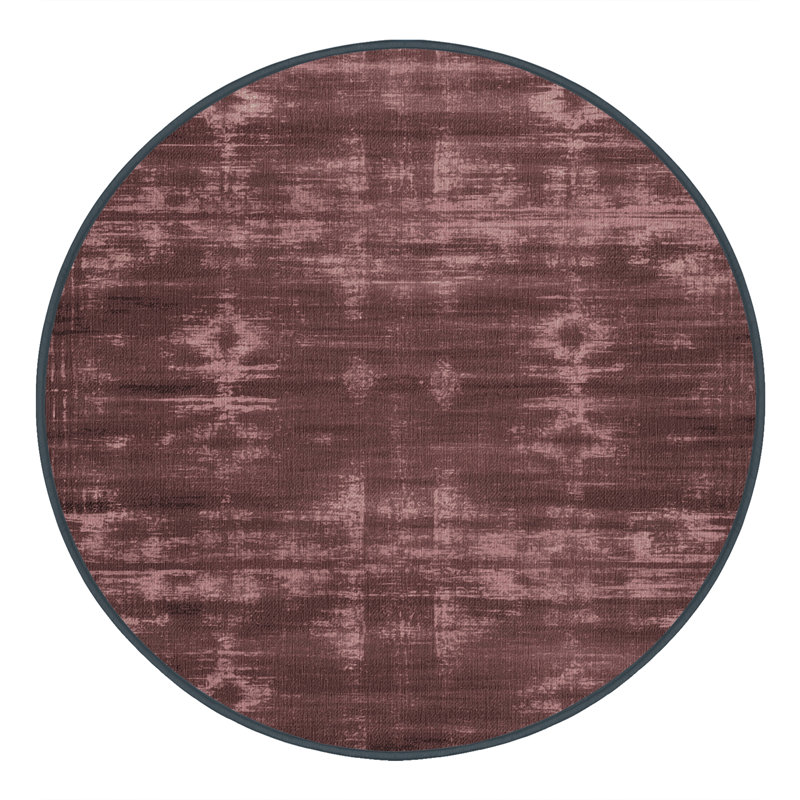 Machine Washable Abstract Brown Area Rug, Round 8'