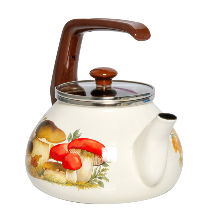 Mushroom Glass Teapot Hand Painted Tea Kettle With Infuser 