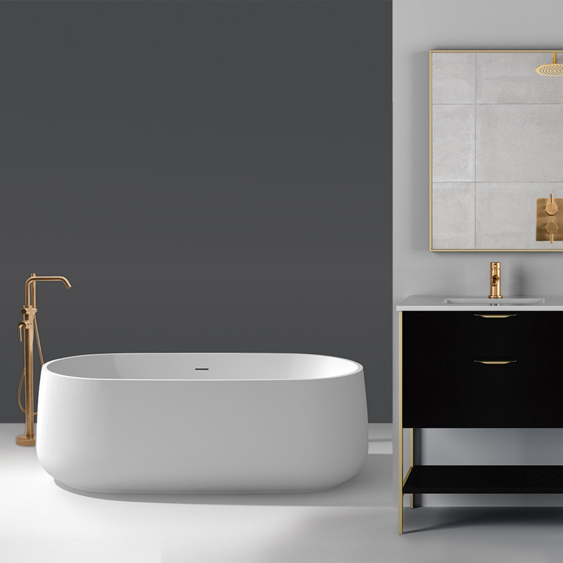 Ottavo 61.62'' L Freestanding Soaking Bathtub, Gloss White