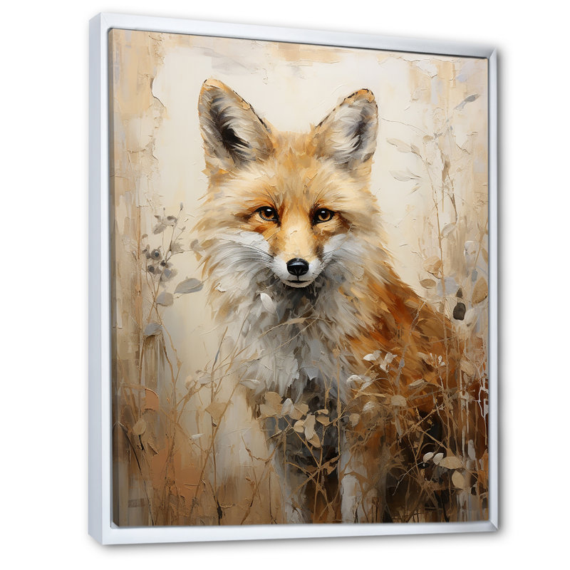 Portrait de renard minimalisme dans la forêt - impressions encadrées, H 44 po x l 34 po x P 1,5 po, Cadre flottant blanc