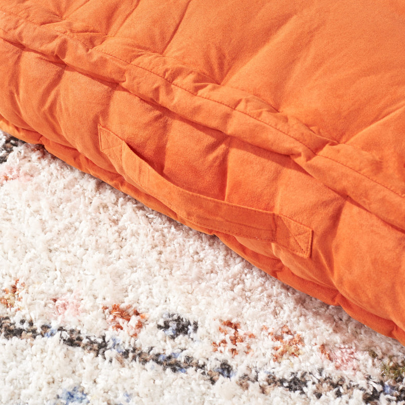 Gardenia Floor Pillow, Orange, 25" H x 25" W