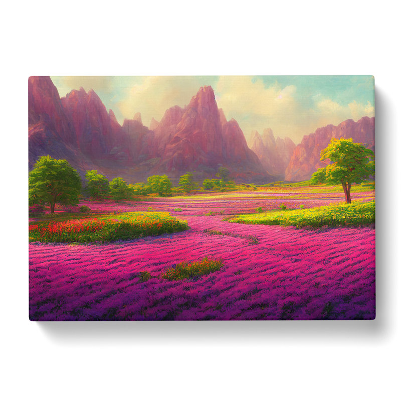 XXX-H1022-WF-8249X Spring Mountain Landscape - Wrapped Canvas Painting