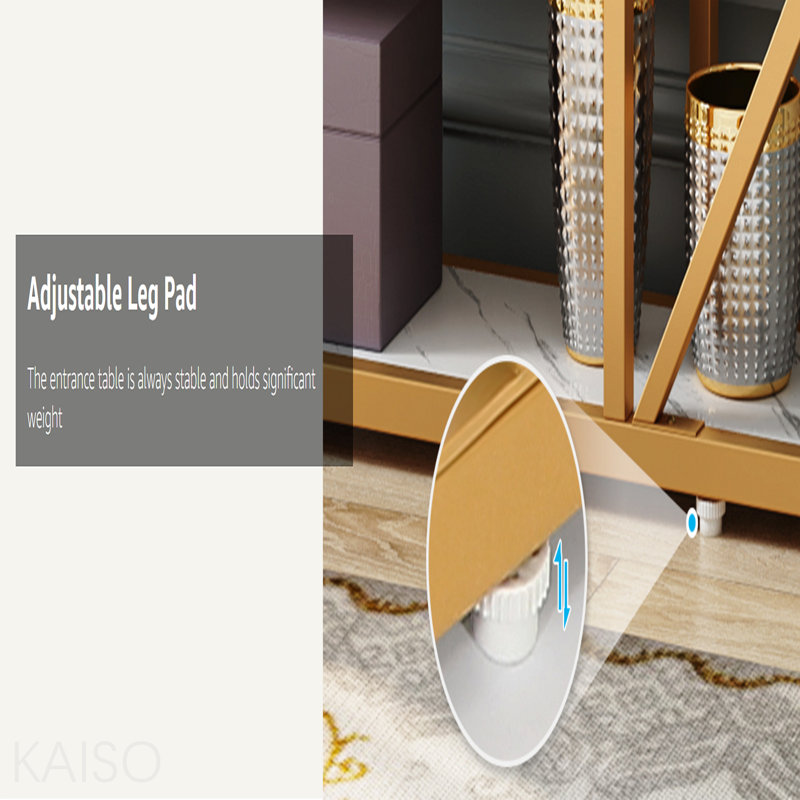Console moderne 70,9 po, 4 niveaux, faux marbre pour le salon - blanc / or