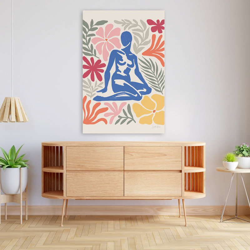Jardin Mid-Century moderne et bohème abstrait II, H 48 po x l 32 po