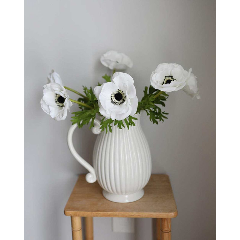Real Touch Soft Peach Anemone 17.5", White