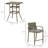 Outsunny 3 PCS Rattan Wicker Bar Set with Wood Grain Top Table and 2 Bar Stools