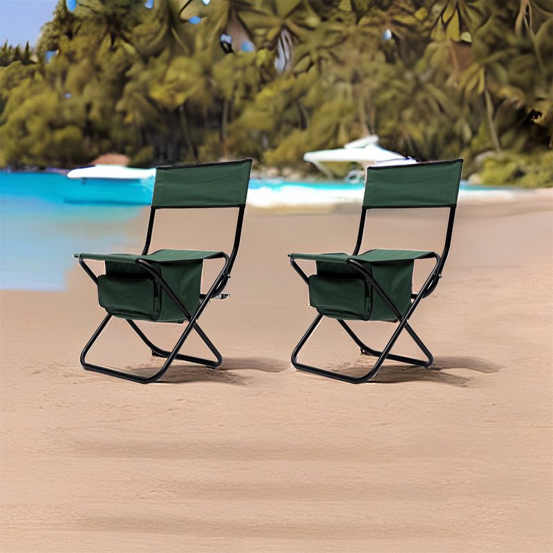 Chaise de camping pliante Bryland, Noir / Vert