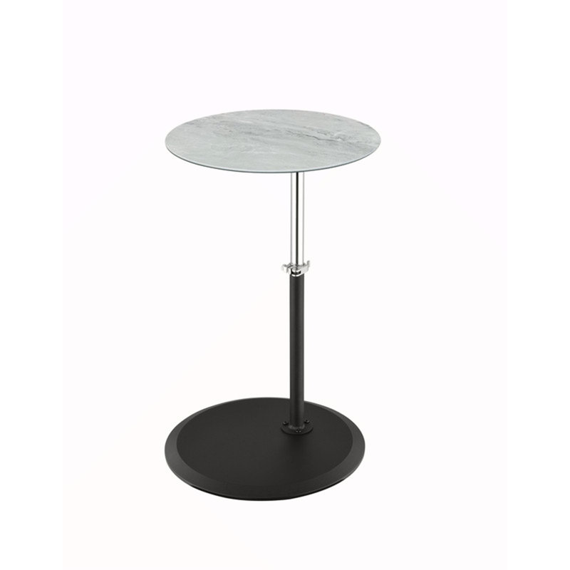 Table de bout l 15,5 po avec plateau texturé en marbre gris réglable en hauteur