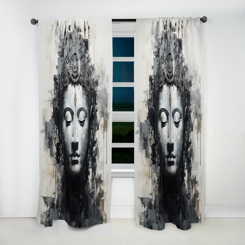 Lanna - Rideau bouddhisme - Rideau obscurcissant sans motif - 1 panneau, L 52 po x L 63 po