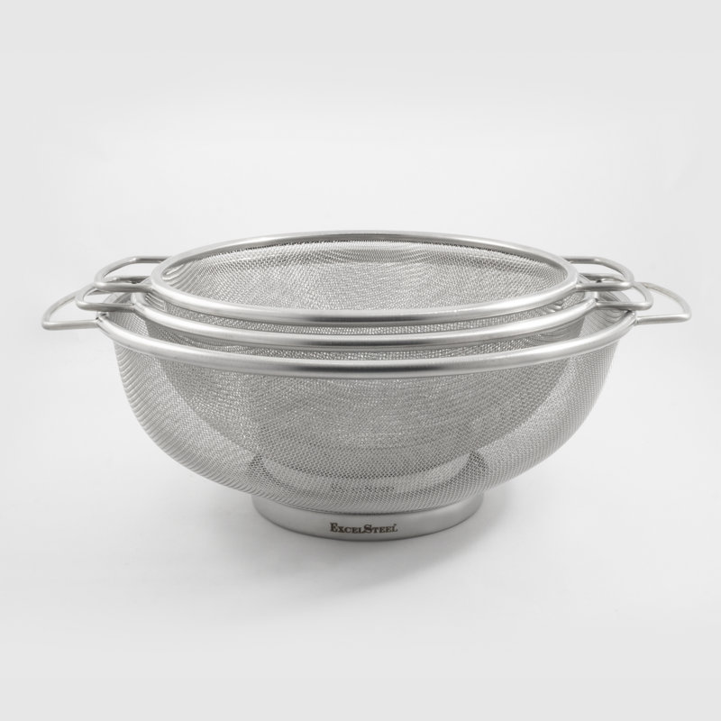 Stainless Steel Fine Mesh Colander Set with Resting Base, 3 Piece