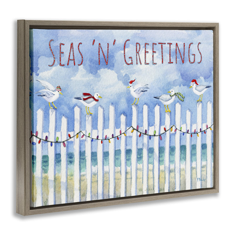  Seas 'n' Greetings Seagulls Floater Canvas Wall Art by Paul Brent, H 17 po x l 21 po, Cadre flottant orme Montalcino