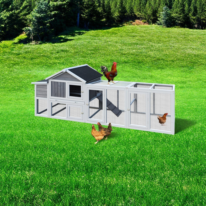 Chicken Coop For Outdoor, Large Outdoor Rabbit Hutch Wooden Hen House, Grey