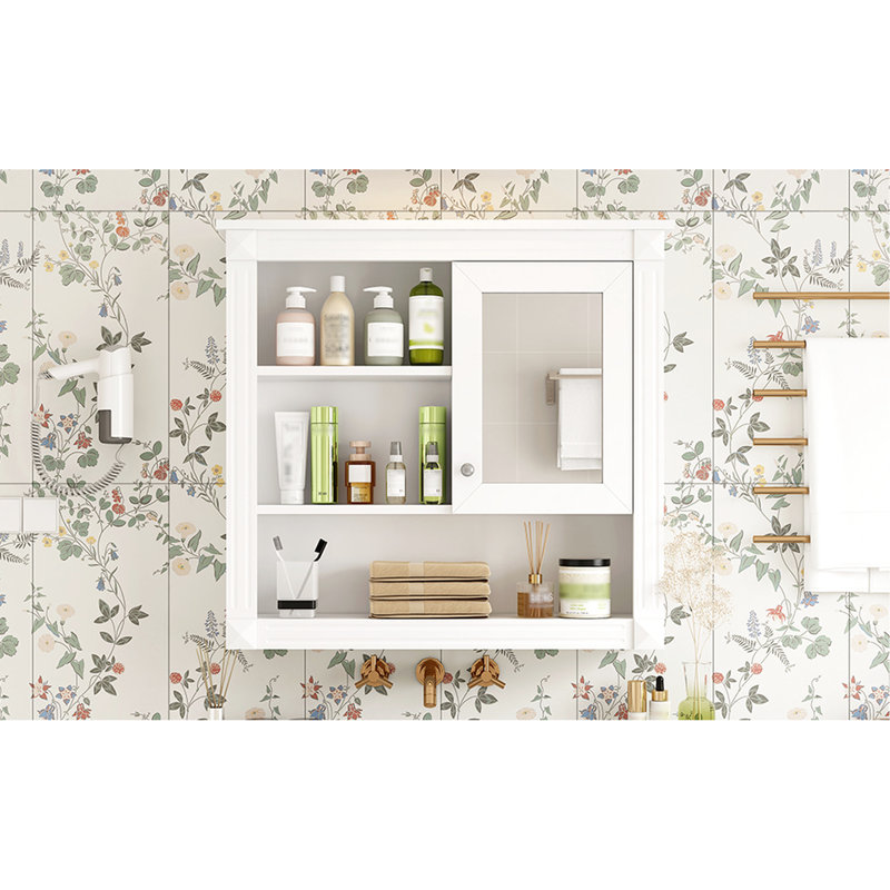 Armoire murale de salle de bain à miroir 32 po, 4 tablettes de rangement, rangement indispensable avec tablettes, peu encombrant