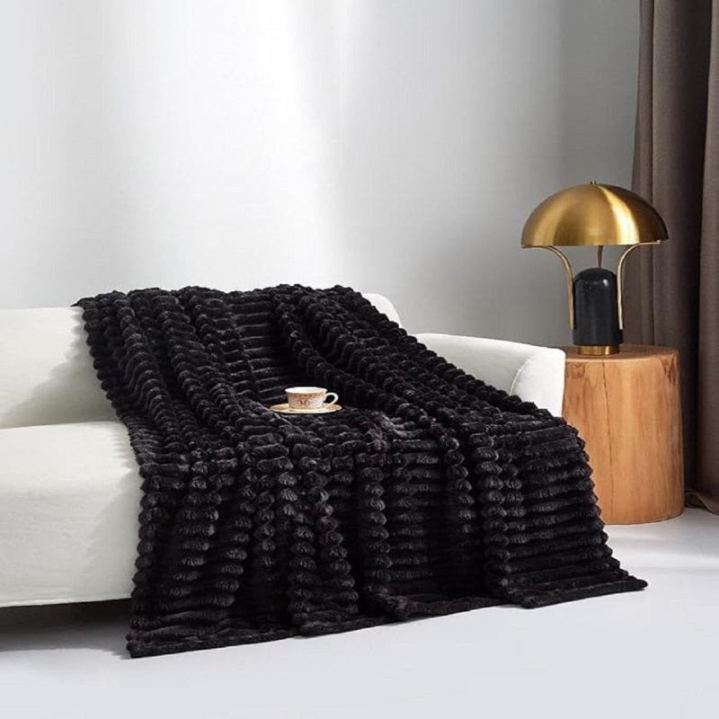 Machine Woven Throw Blanket, 240cm x 200cm, Black