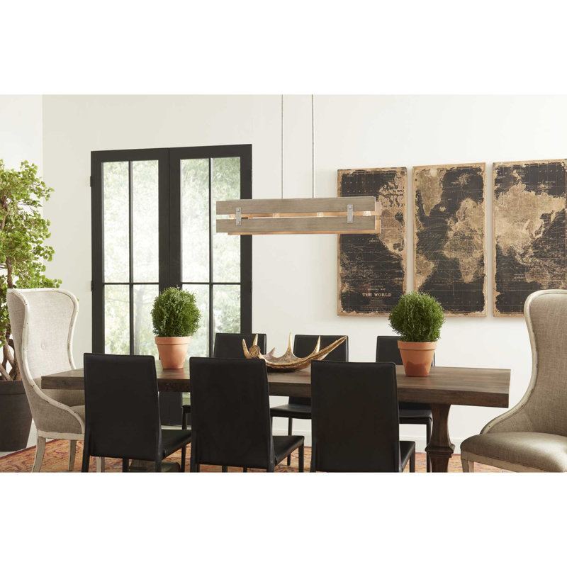 Luminaire suspendu linéaire pour îlot de cuisine 4 lumières Camas, Gris clair