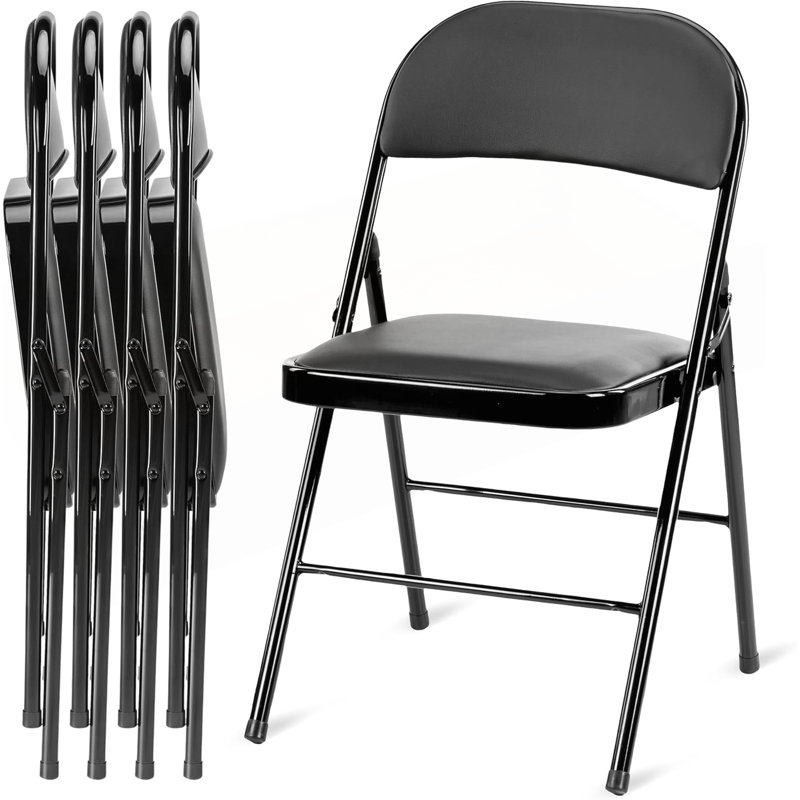 Ensemble de 4 chaises pliantes, Noir, noir, noir, noir