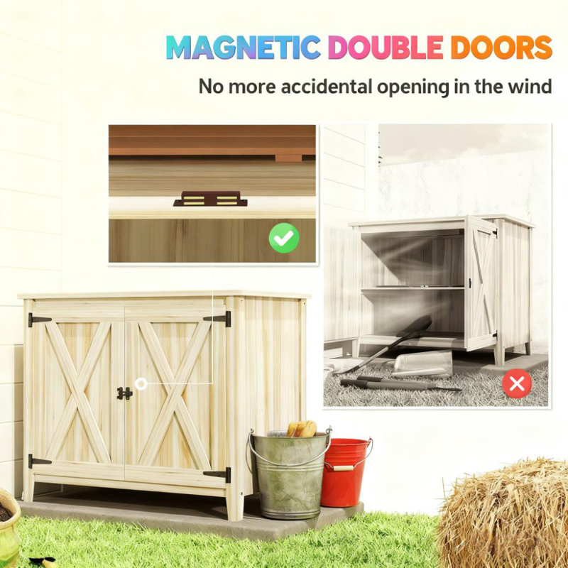Armoire de rangement en bois pour l'extérieur, remise de jardin, remise de jardin avec tablette et portes doubles