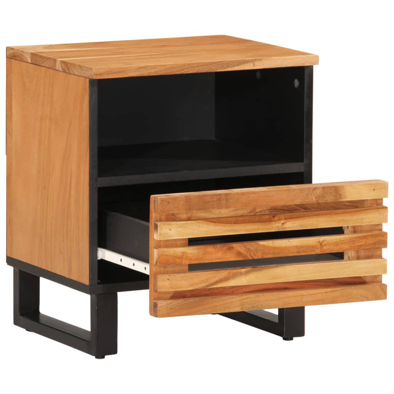 40cm W Steel Bedside Table, Wood