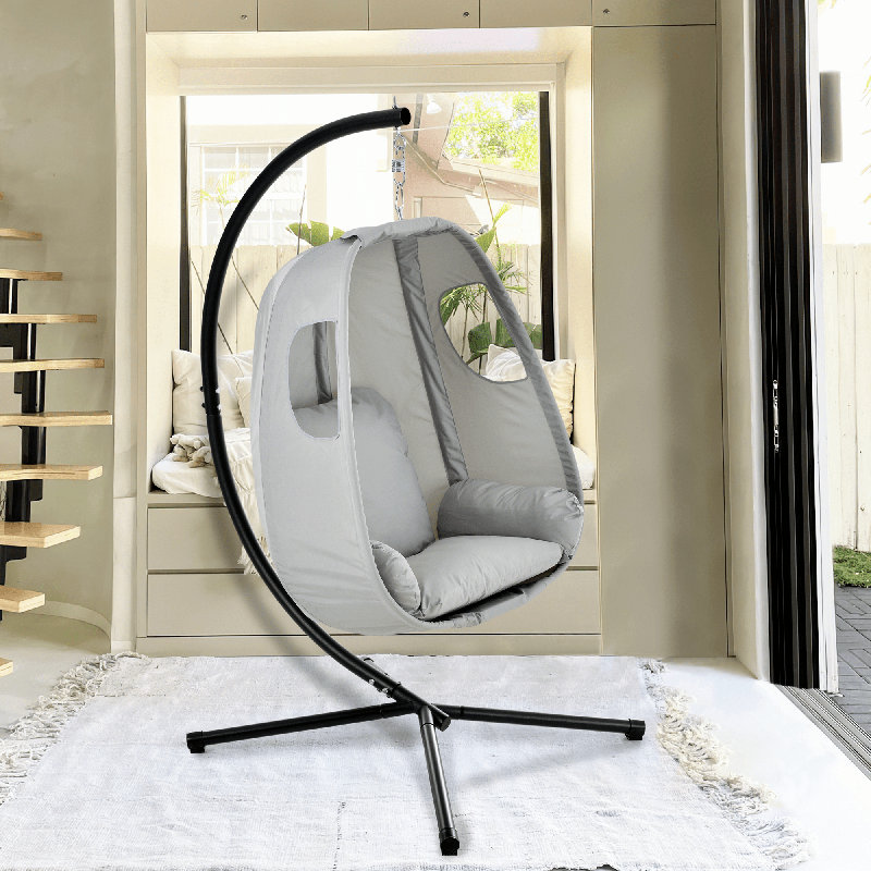 Rachelle Swing Chair with Stand, Light Grey