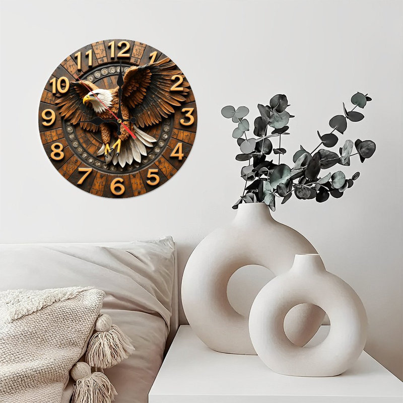 Horloge murale aigle en bois (1)