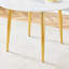Ensemble de salle à manger rond extensible pour 6 personnes avec chaises gris neutre et table en bois aggloméré blanc, pieds en métal doré