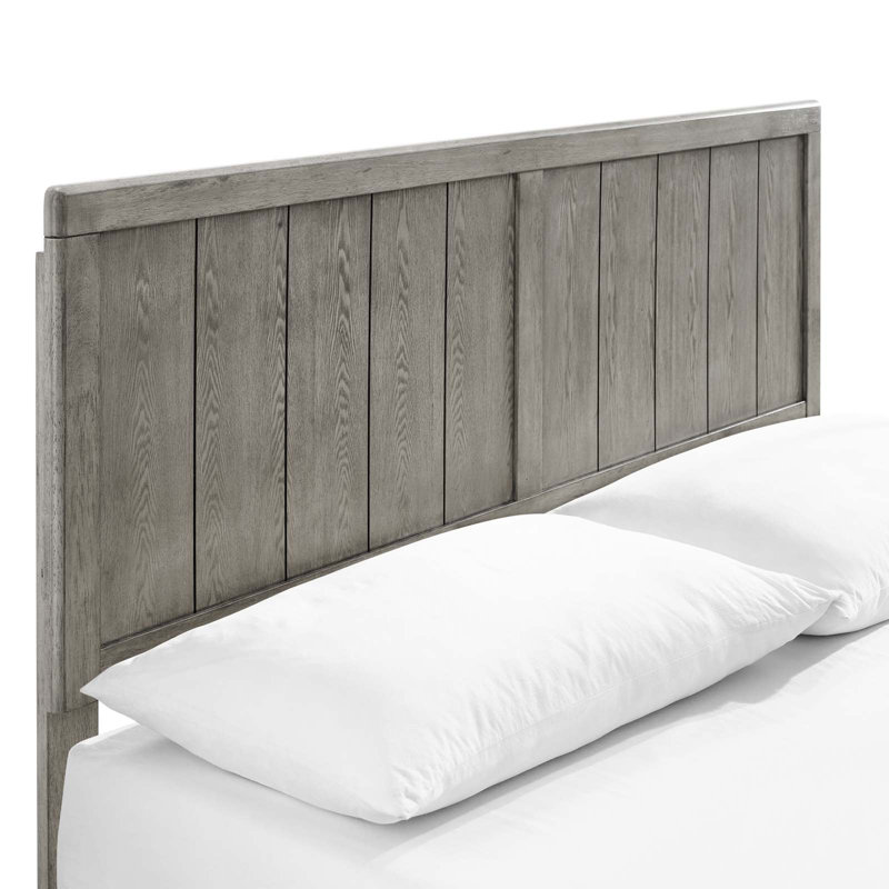 Alana Wood Platform Bed with Angular Frame, Queen, Gray
