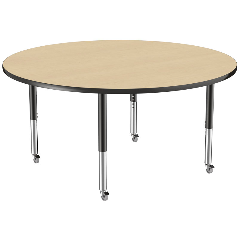 Table ronde à hauteur réglable, H 24 po x L 60 po x l 60 po, Érable / noir, Super
