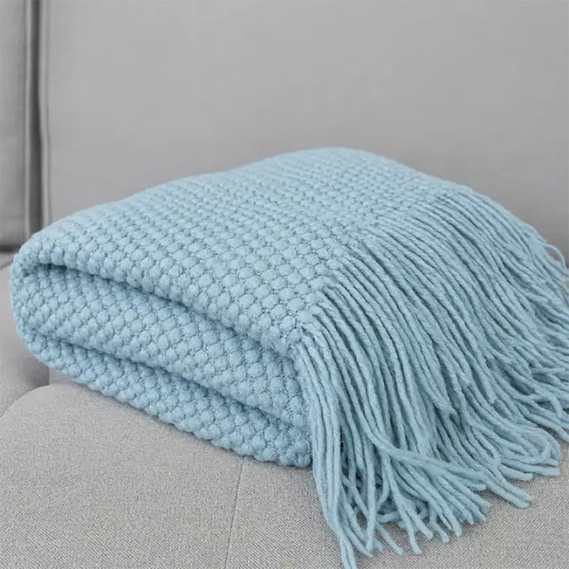Aqua Knit Cozy Throw Blanket, Aqua